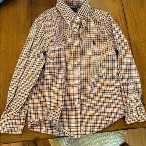 Ralph Lauren Orange and Blue Plaid Button-Down Shirt - Kids